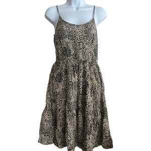 Vero Moda Womens Sundress‎ XS Animal Print Smocked Tiered Mini Y2K Festival